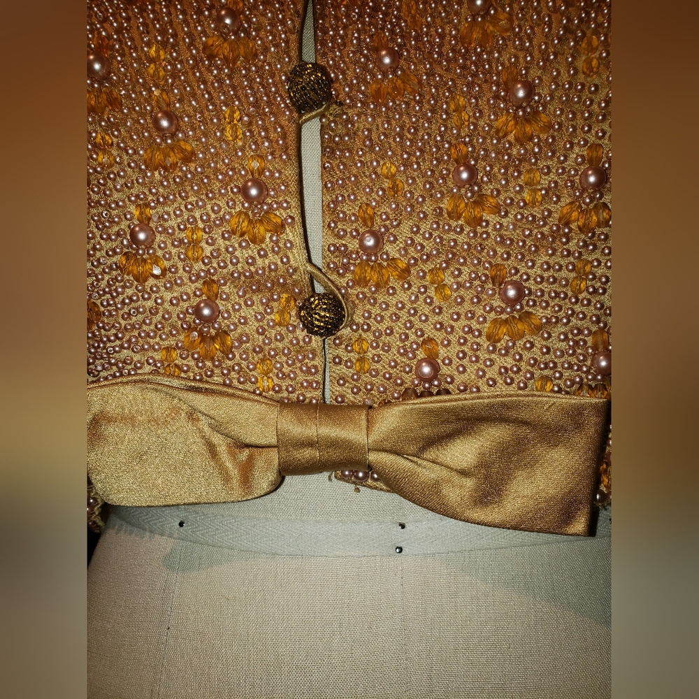 Museum piece rare Dynasty 100% silk inside out handmade pink pearls silk bow